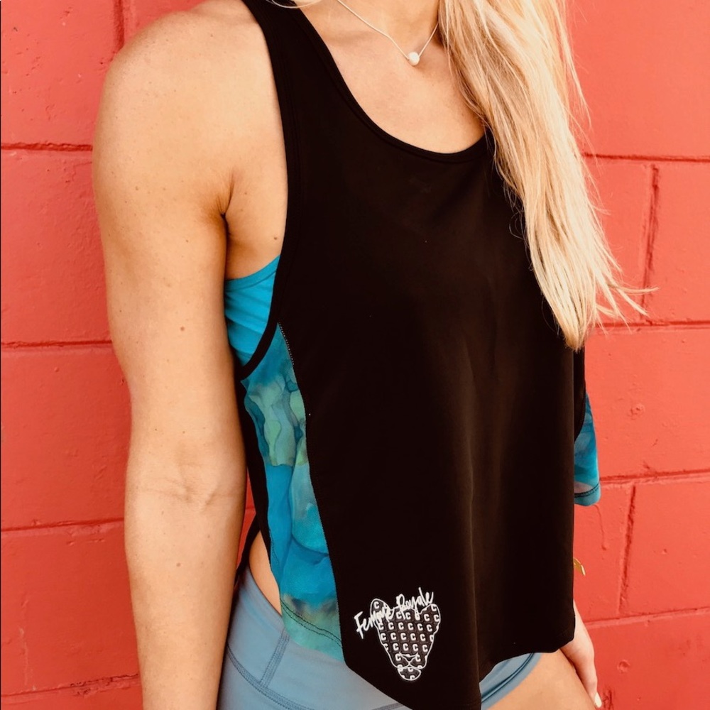 FEMME ROYALE/ CHESTEE COLLAB LIONESS CHESTEE FLY-AWAY TANK (M) IN BLACK NWT